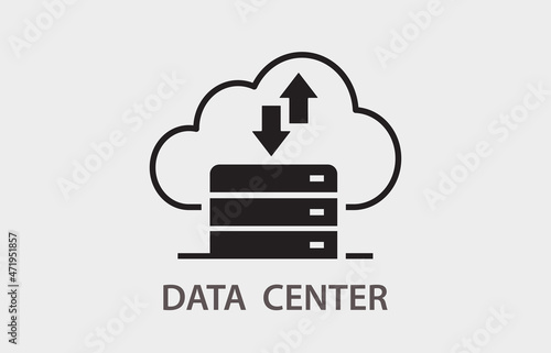 Data center icon on white background. Vector illustration.