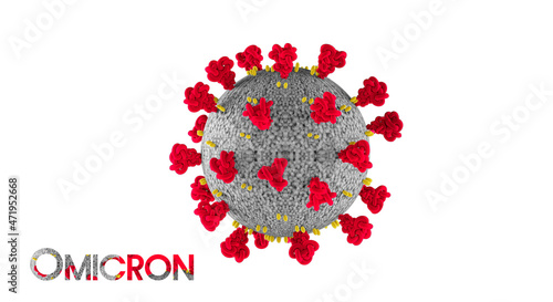  COVID 19 new variant OMICRON 2021 microscopic virus structure 3d illustration photo