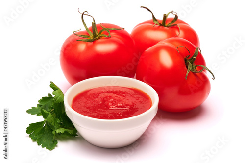 Beautiful fresh red tomato vegetable isolated on white background