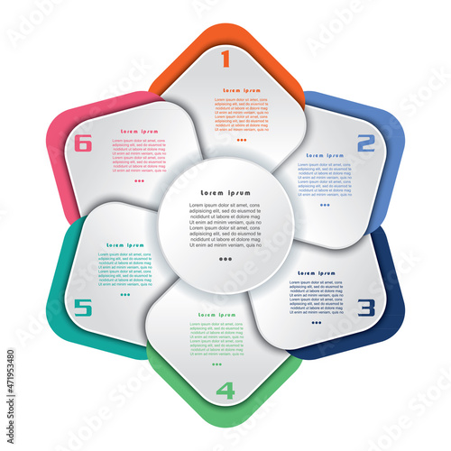 6 options or steps, segments for Information Table. concept Info design. Infographic template