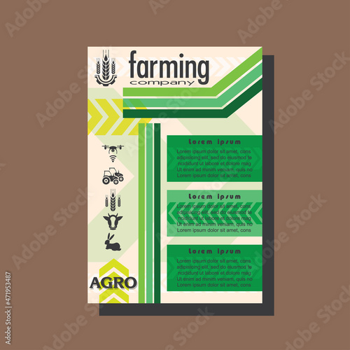 Creative  Agriculture brochure design template for agricultural company, agro conference, forum, event, exhibition, business. Smart farming