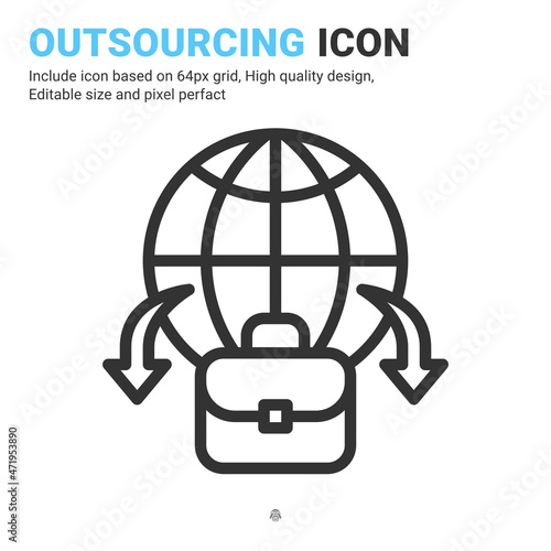 Outsourcing icon vector with outline style isolated on white background. Vector illustration outsource sign symbol icon concept for business, finance, industry, company, apps, web and project