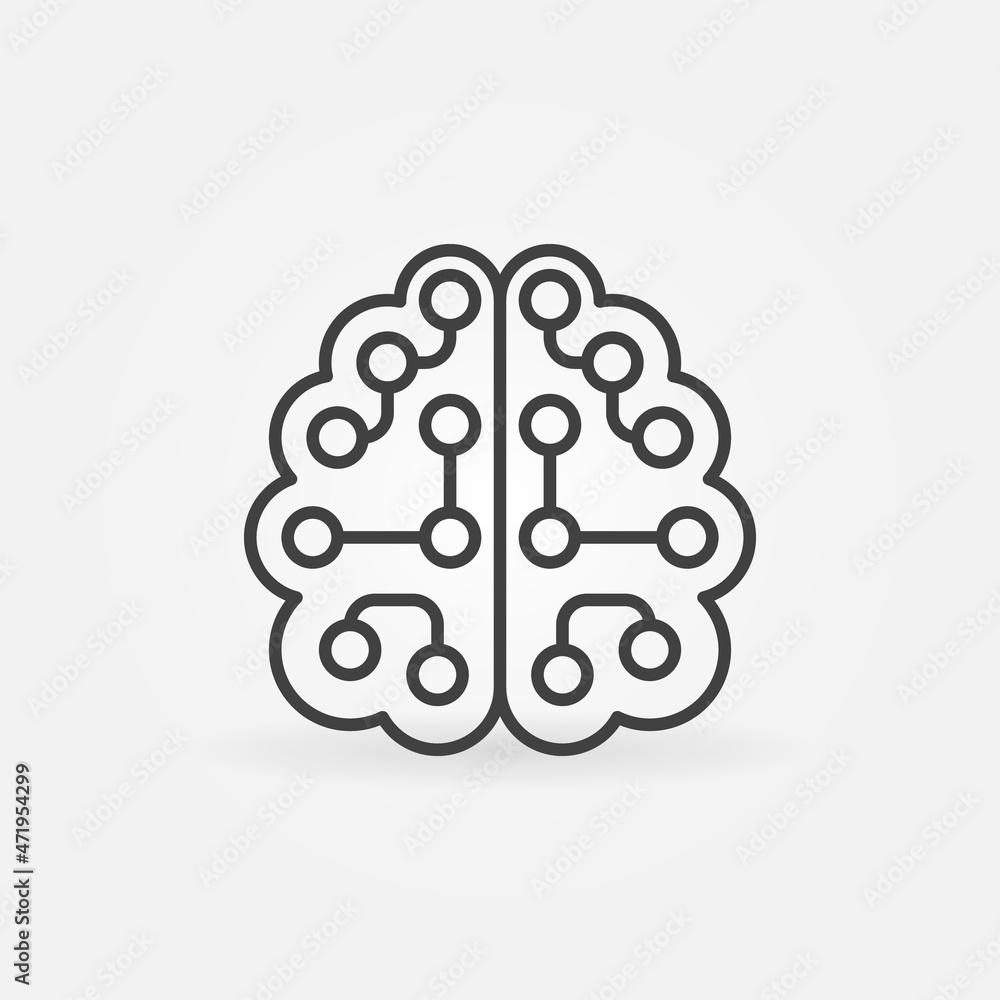 Artificial Intelligence Brain vector linear icon. AI concept sign Artificial Intelligence Brain vector linear icon. AI concept sign