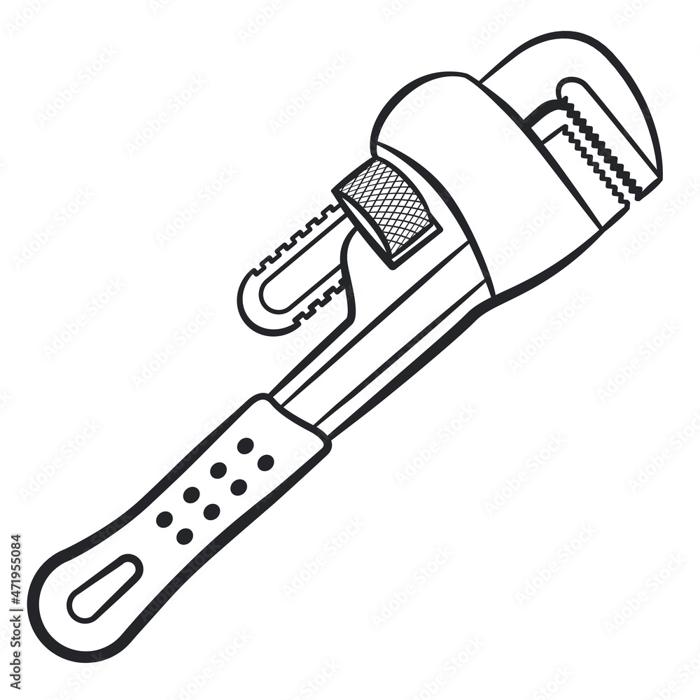 plumber wrench black contour illustration plumber wrench black contour illustration