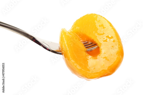 peaches in syrup on a white background 