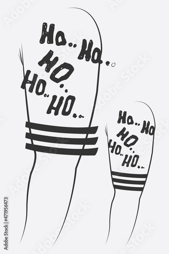 Tattoo designs for arms with hohoho writing and 3 lines at the bottom