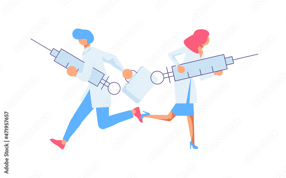 Vaccine complete development concept. Scientist people develop and test new corona Vaccine complete development concept. Scientist people develop and test new corona