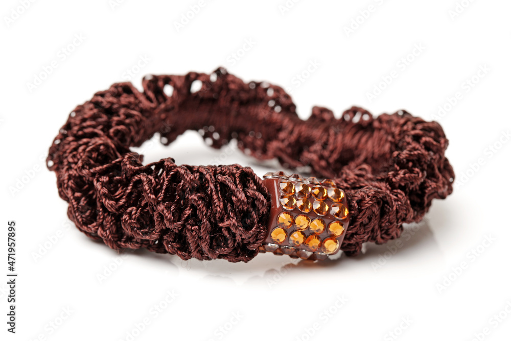 Colorful elastic hair bands on white background. Colorful elastic hair bands on white background.