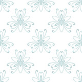 Floral ornament. Seamless abstract classic background with flowers. Light blue pattern with repeating floral elements. Ornament for fabric, wallpaper and packaging