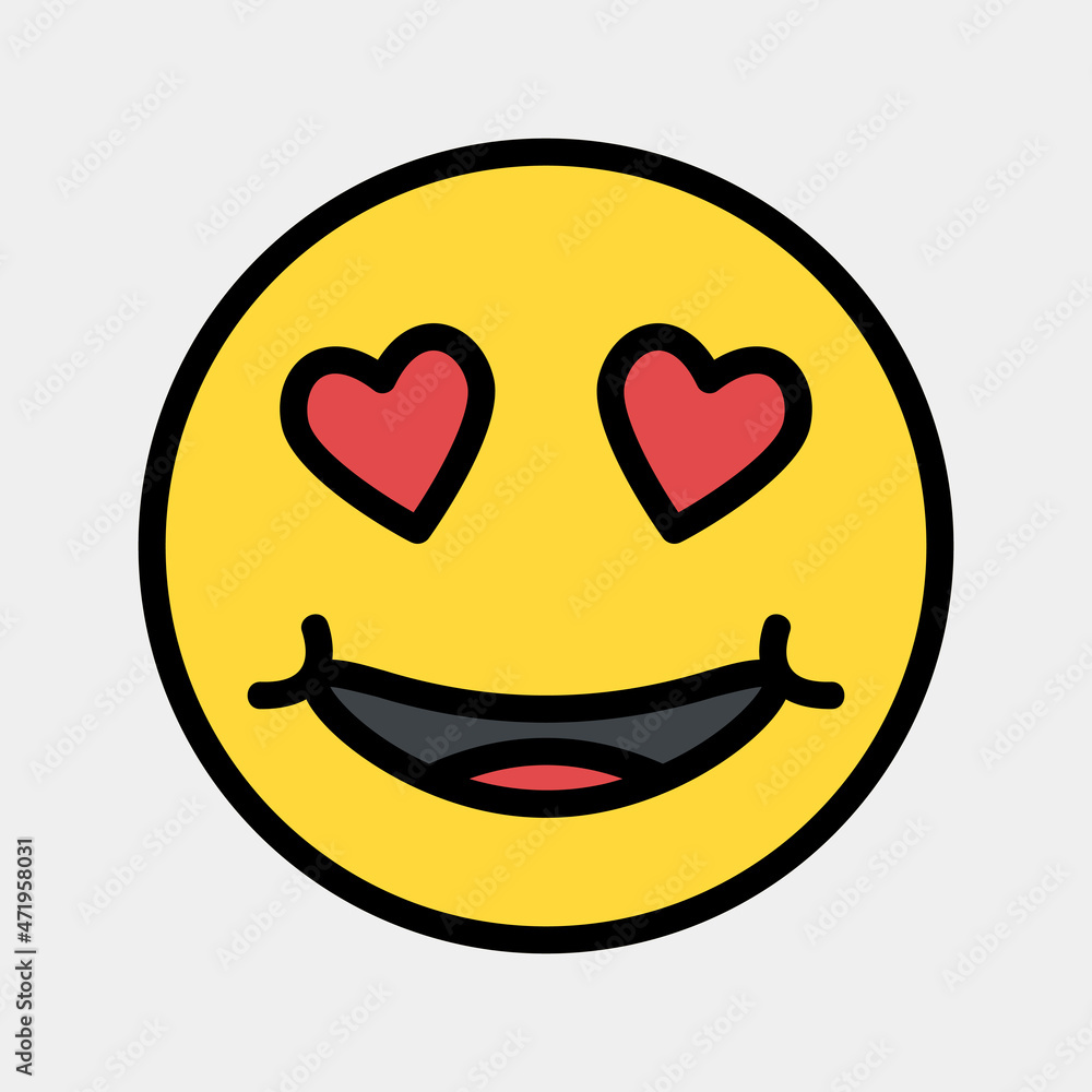 Love emoji icon vector illustration in filled line style, use for website mobile app presentation Love emoji icon vector illustration in filled line style, use for website mobile app presentation