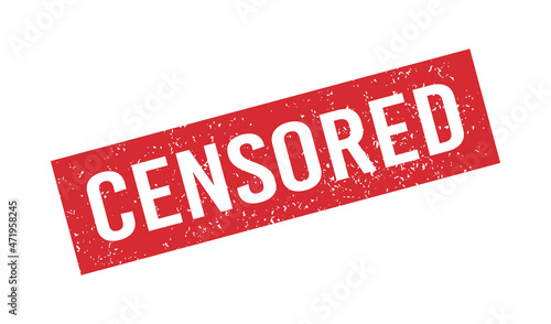 Grunge red censored word rubber stamp. Censor control security sign sticker. Grunge vintage square label. Vector illustration on white background.