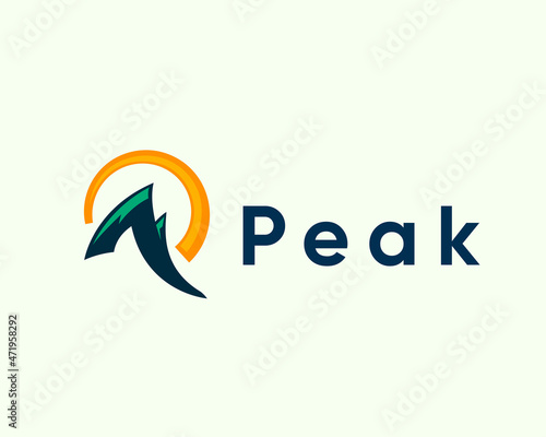 abstract P peak hill mountain initial logo template illustration