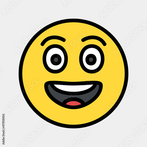 Laughing emoji icon vector illustration in filled line style, use for website mobile app presentation