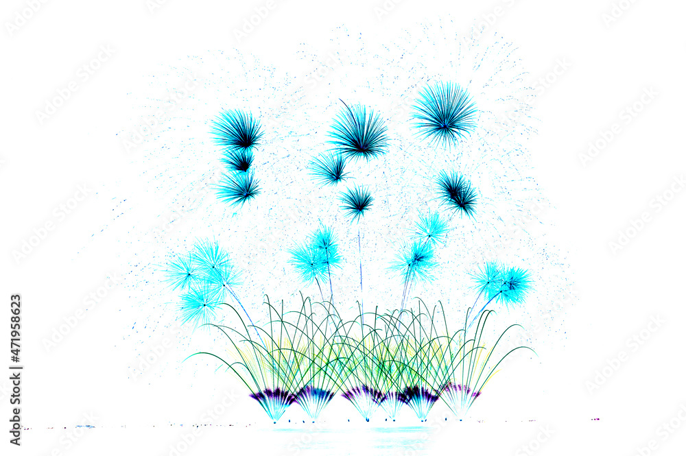 Fototapeta premium Illustration of beautiful fireworks on a white background.
