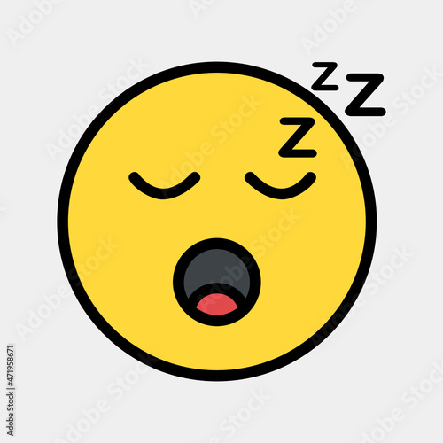 Sleep emoji icon vector illustration in filled line style, use for website mobile app presentation