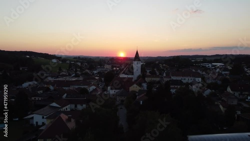 Raab, Upper Austria- Church Steeple at Sundown photo