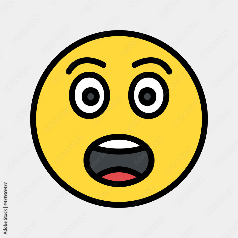 Fototapeta premium Shock emoji icon vector illustration in filled line style, use for website mobile app presentation