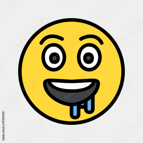 Hungry emoji icon vector illustration in filled line style, use for website mobile app presentation