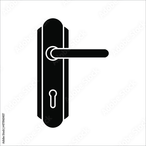 Door handle with key hole vector icon for security on white background. color editable