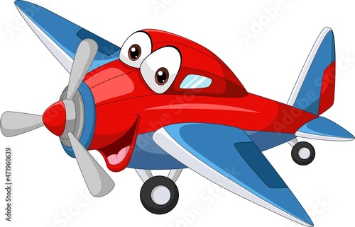 Cartoon smiling plane mascot character