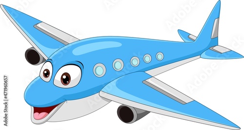 Cartoon smiling airplane mascot character