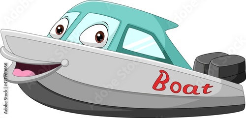 Cartoon smiling boat mascot character