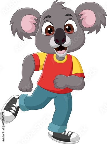 Cartoon funny koala in clothes posing