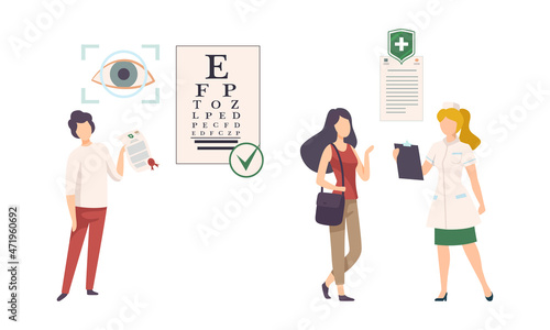 Health Insurance or Medical Insurance with Doctor and Guarantee Document Vector Set