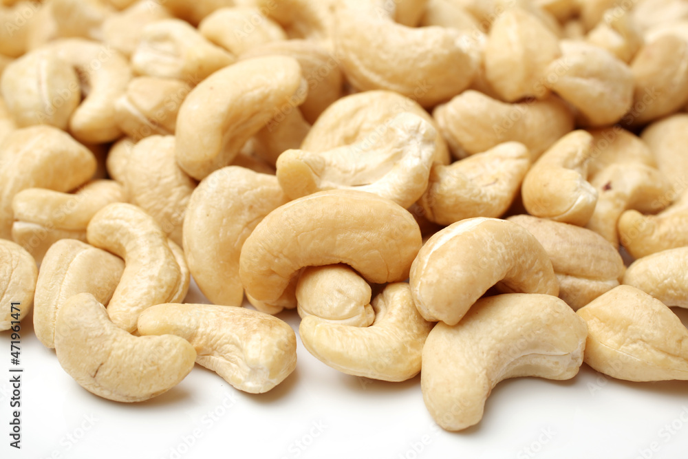 cashew nuts on white background cashew nuts on white background