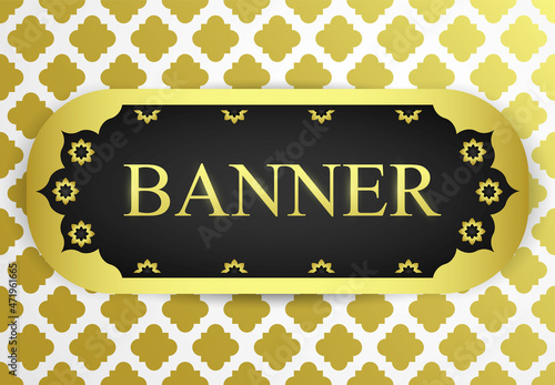 Elegant Gold and Black Oriental Vector Banner Template