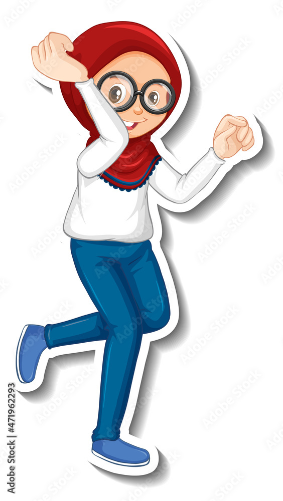 Muslim girl cartoon character sticker Muslim girl cartoon character sticker