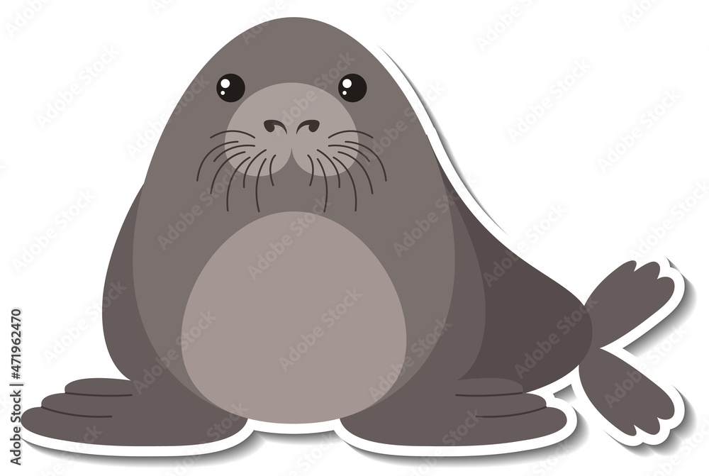Fototapeta premium Chubby manatee animal cartoon sticker