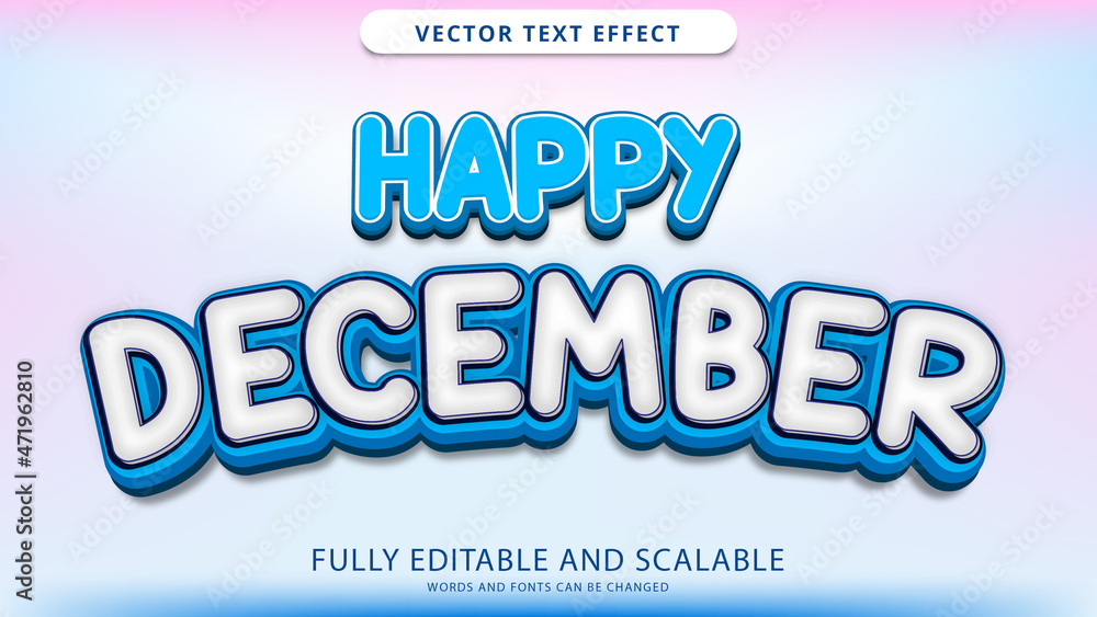 happy december text effect editable eps file