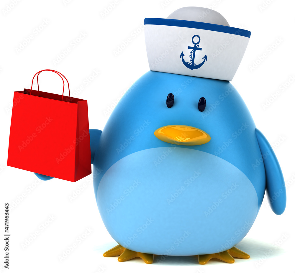 Naklejka premium Blue bird - 3D Illustration