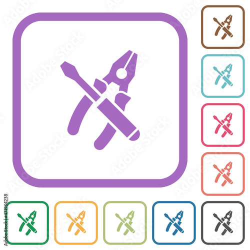 Combined pliers and screwdriver simple icons