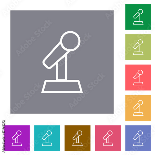 Microphone with stand outline square flat icons