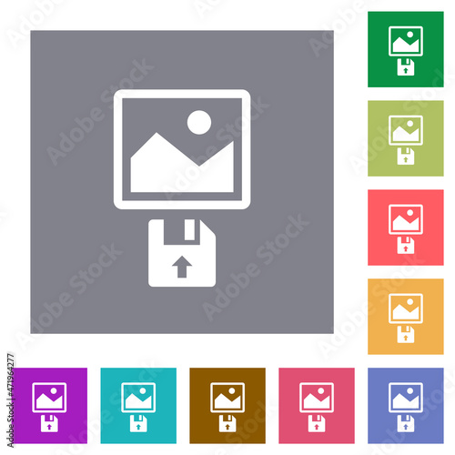 Upload image from floppy disk square flat icons © botond1977