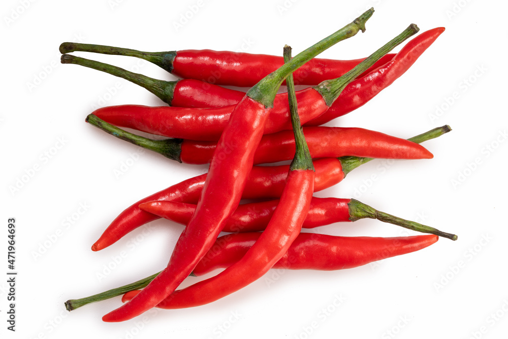 Red Chili pepper on on white background, Red pepper on white background.
