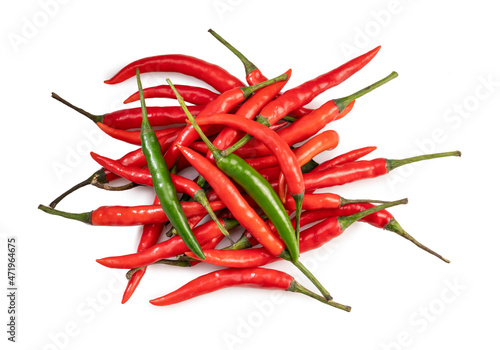 Red and green Chili pepper on on white background, Red and green pepper on white background.