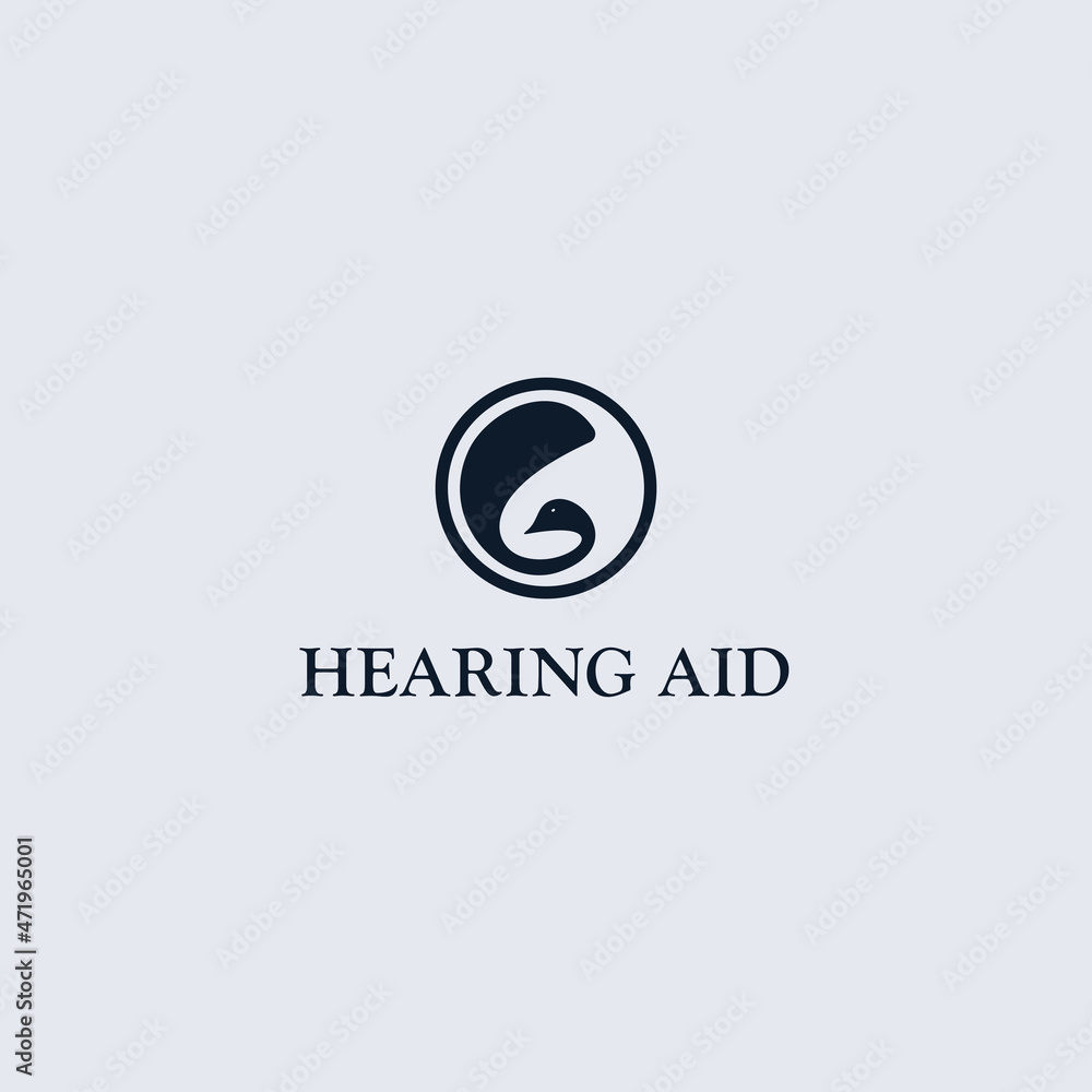 Hearing Aid logo concept, ear assistance, abstract vector logotype.