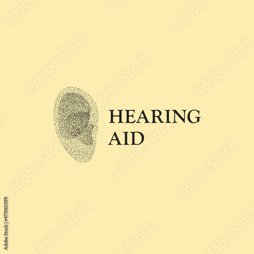 Hearing Aid logo concept, ear assistance, abstract vector logotype.