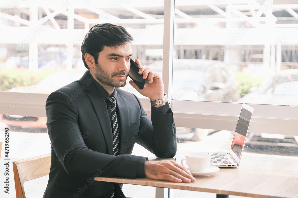 business caucasian man sitting in working in co working space business caucasian man sitting in working in co working space