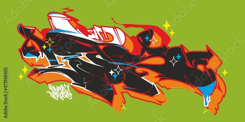 Abstract Urban Graffiti Street Art Style Word Lets Lettering Vector Illustration Art