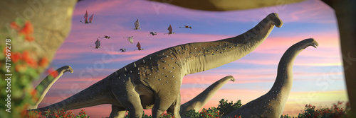 Foto Alamosaurus, group of dinosaurs from the Late Cretaceous period