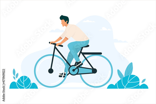 Person riding on bikecycle line art vector design on white