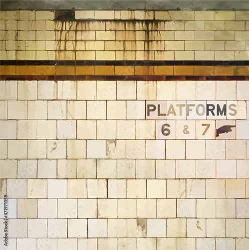 grunge tiled subway wall background
