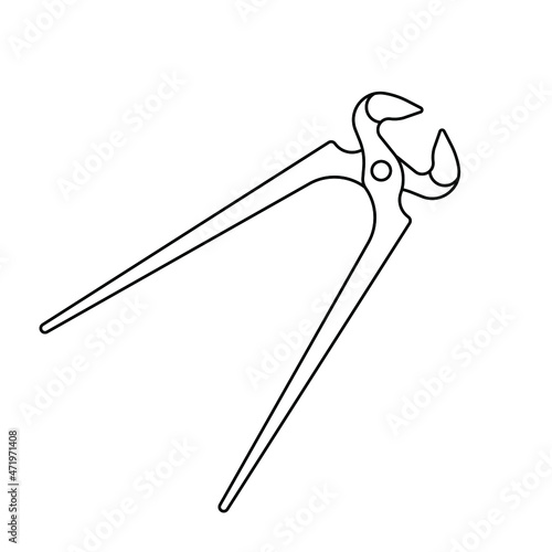 Cutting pliers icon. Hand tool linear icon. Vector illustration. Black nippers icon