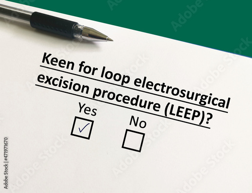 One person is answering question about surgery. The person is keen for loop electrosurgical excision procedure photo