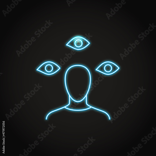 Neon paranoia disorder icon in line style