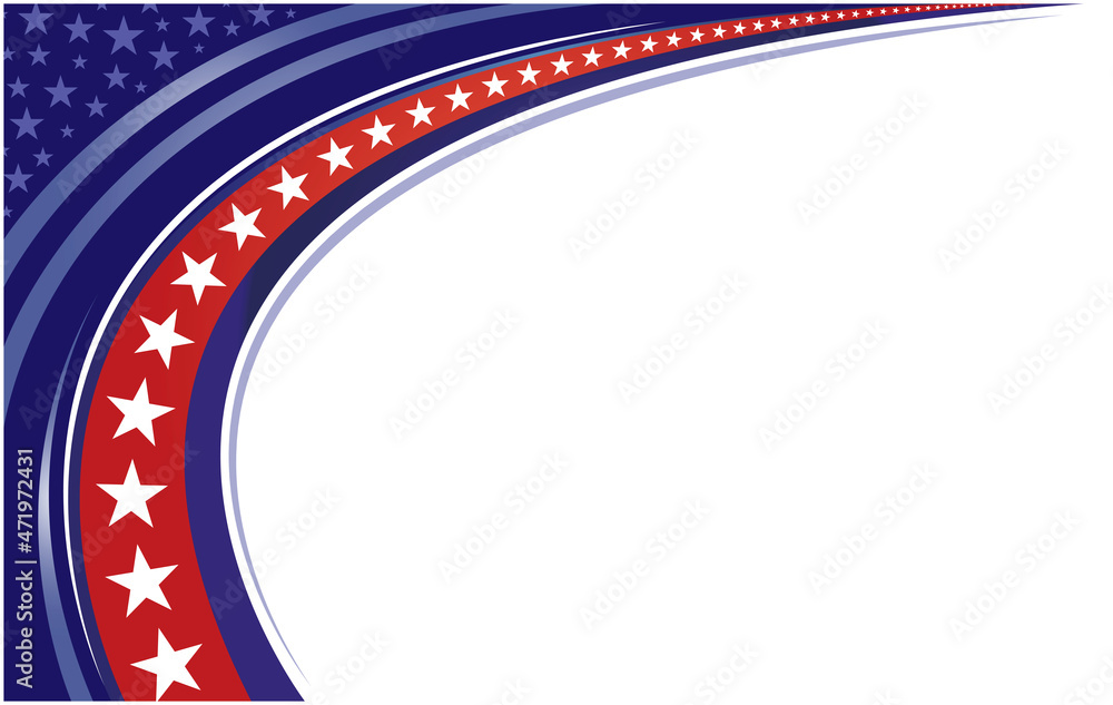 American flag symbols wave pattern background corner frame border with stars and empty space for your text. American flag symbols wave pattern background corner frame border with stars and empty space for your text.